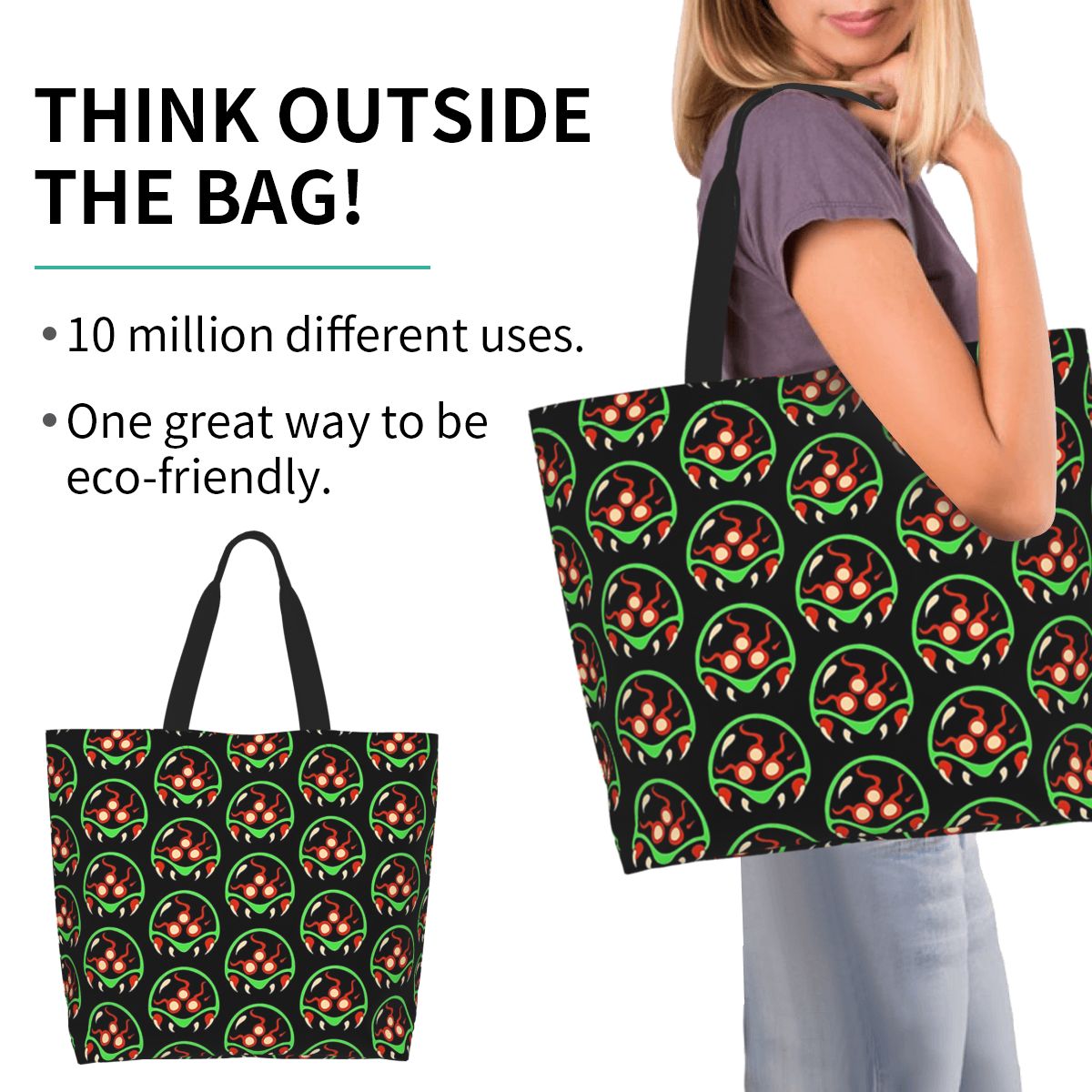 Women Bags Vector - Metroid Vector Alışveriş Çantası Kanvas Büyük