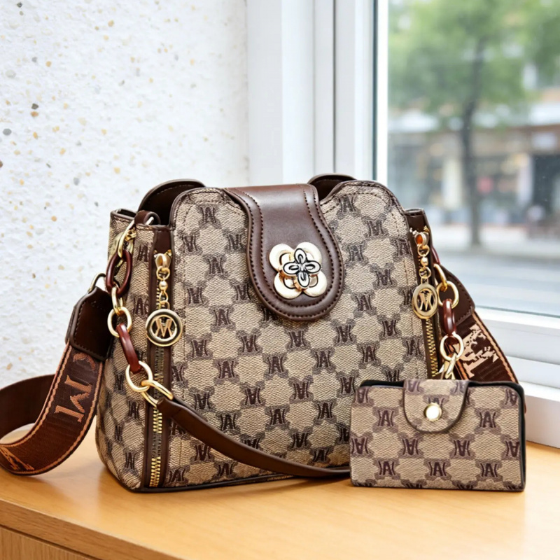Women Bags For Work - vintage baskılı mektup desenli omuz çantası,
