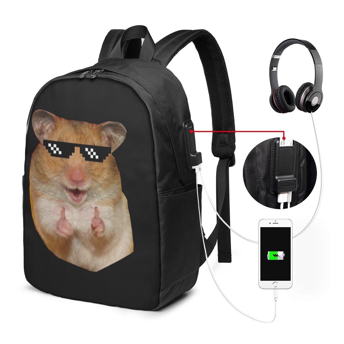 Womens Backpack - Komik Hamster Sırt Çantası Seyahat Dizüstü
