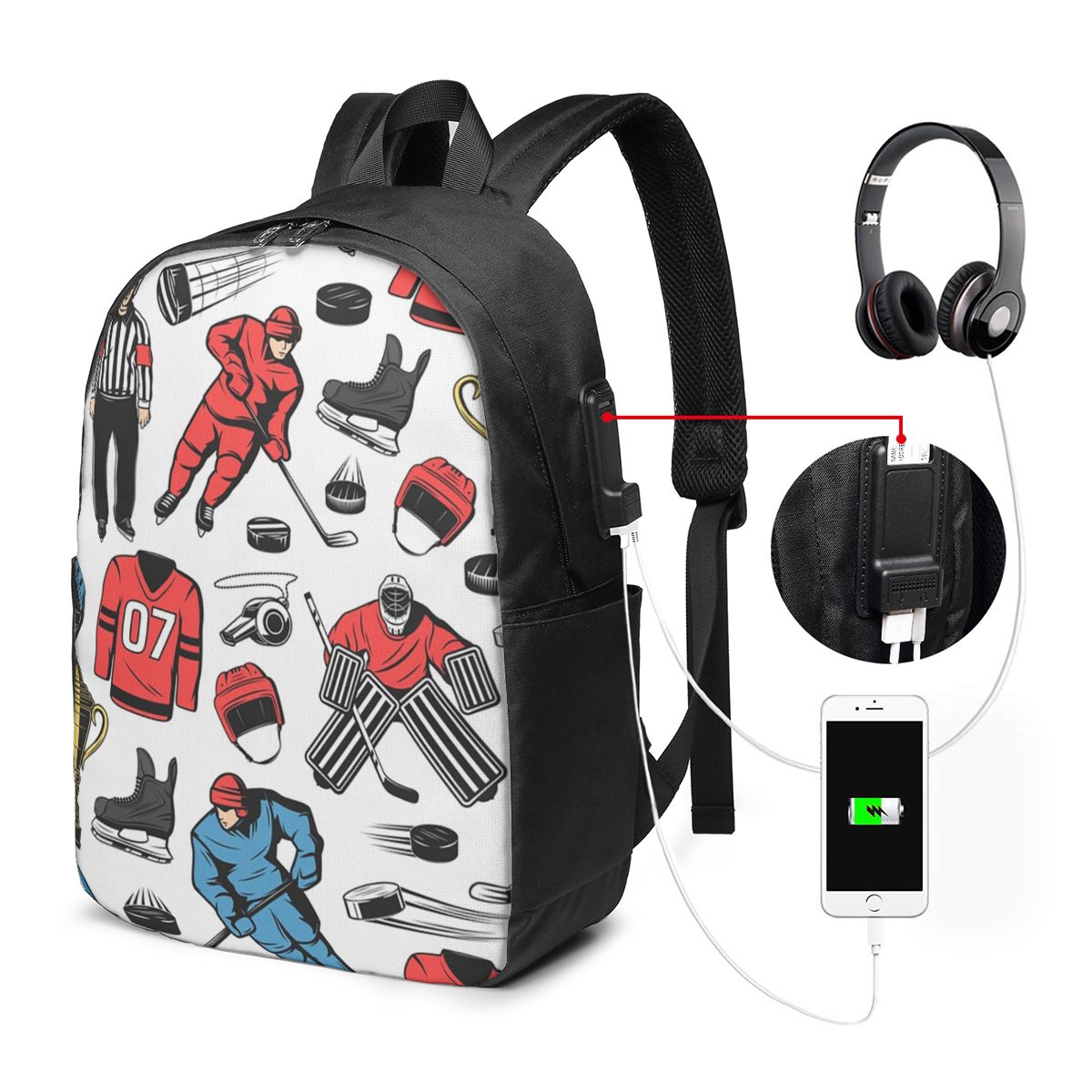 Womens Backpack - Buz hokeyi oyuncuları buz pisti üzerinde