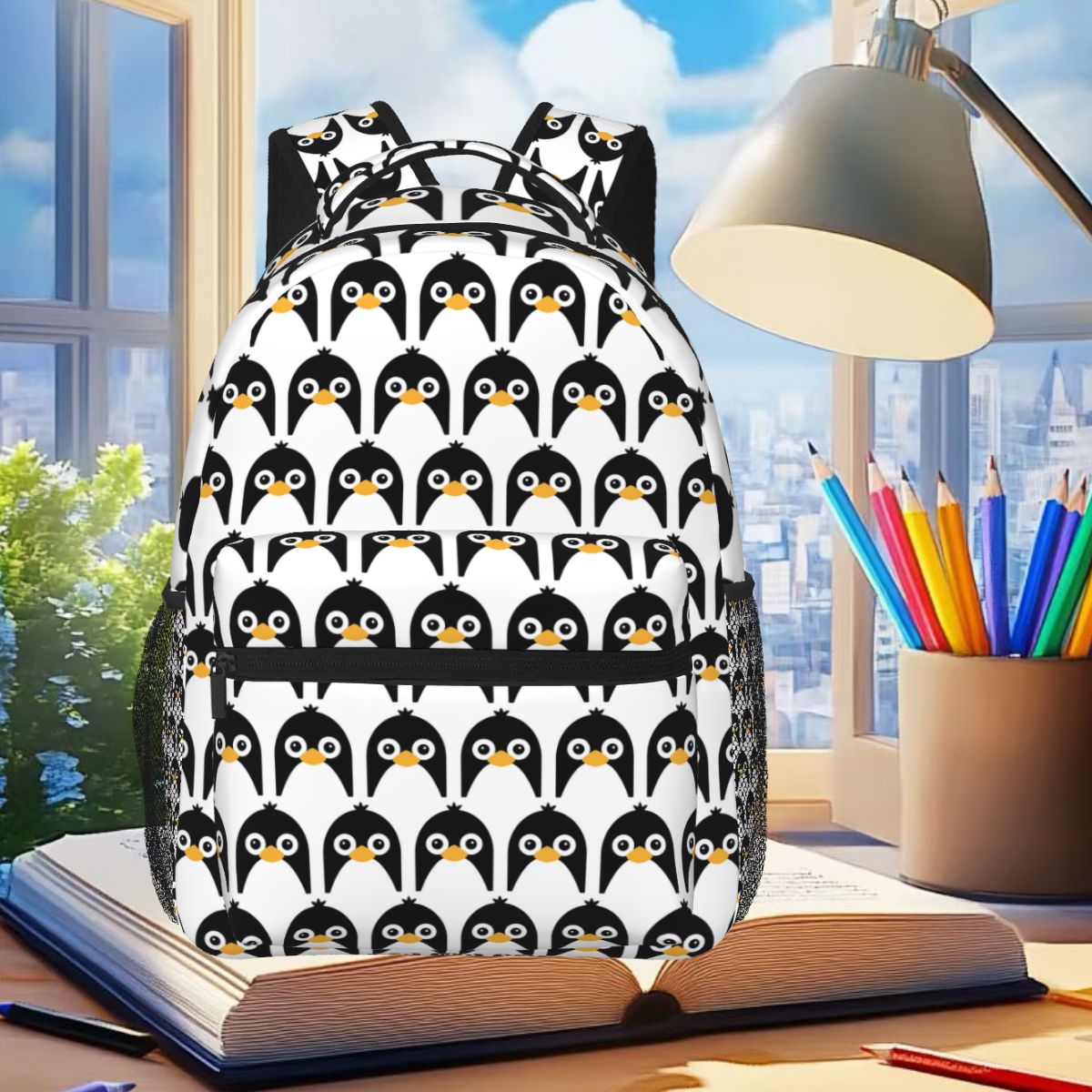 Women Bags Vector - Sevimli Vektör Penguen Sırt Çantası Öğrenci