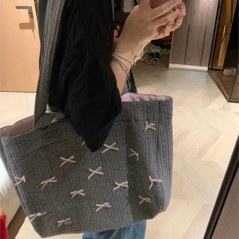 Women Bags Grey - Büyük Kapasiteli Gri Tote Kadın Çanta