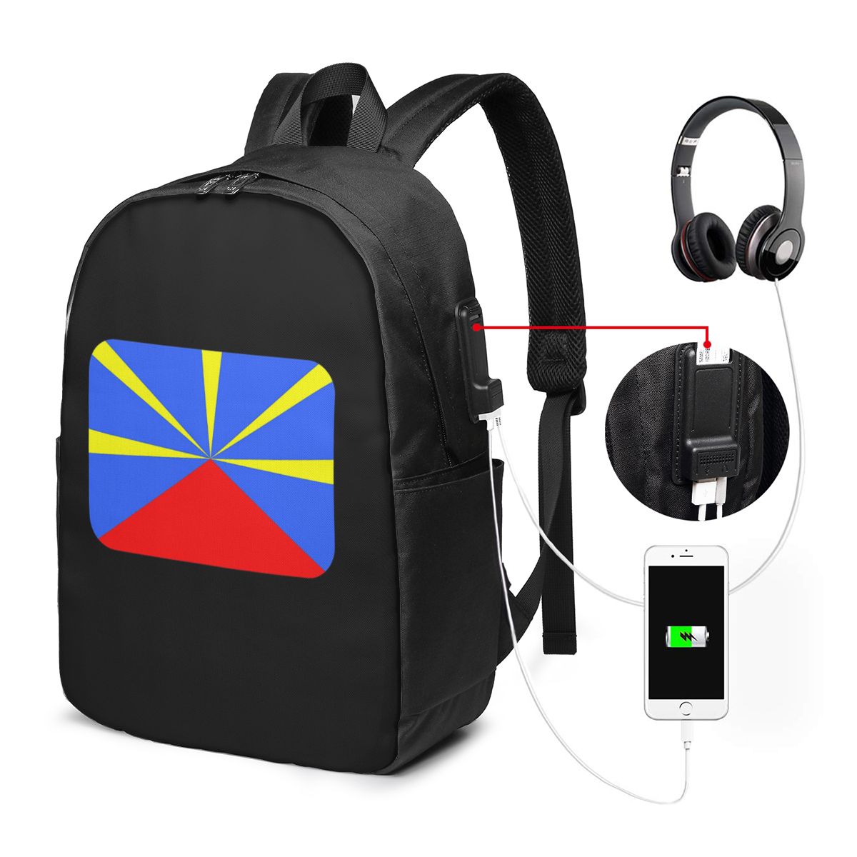 Womens Backpack - 974 Reunion Adası Bayrağı Sırt Çantası