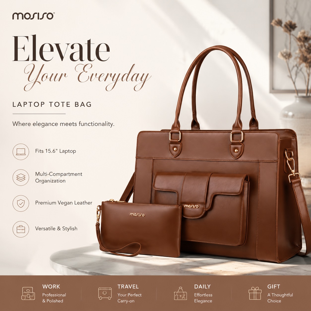 Women Bags With Laptop Compartment - MOSISO Kadınlar için Laptop Çantası 15.6