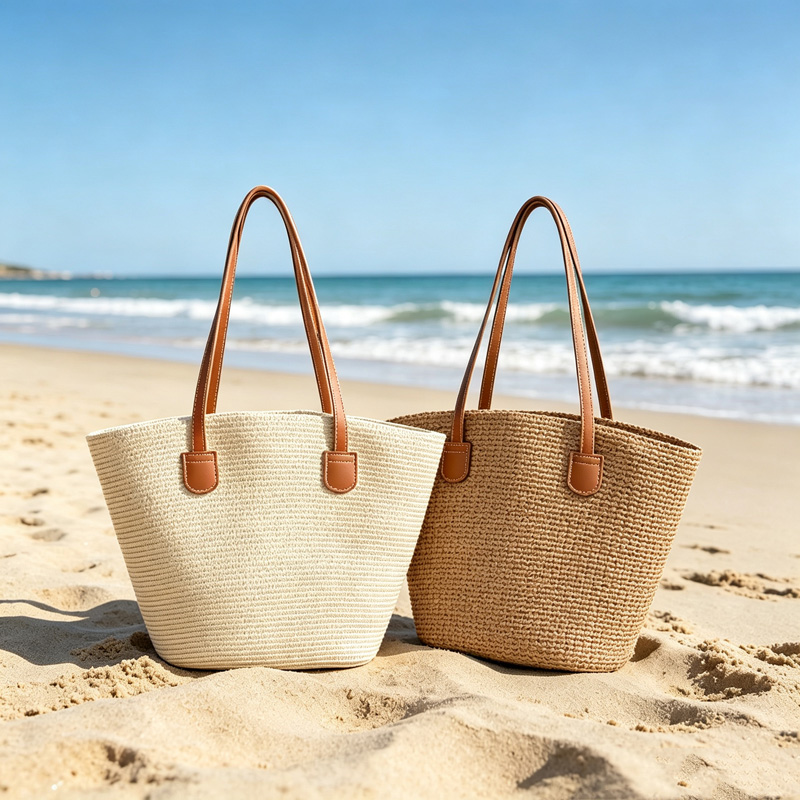 Women Bags Casual - CLAREGQI Kadın Düz Renk Hasır Çanta,