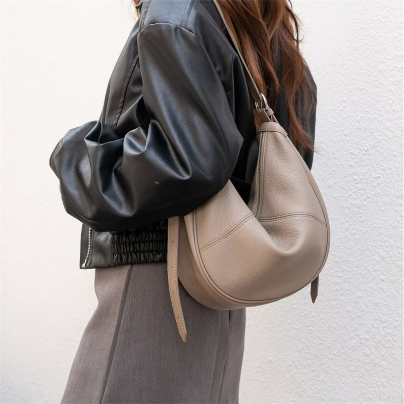 Women Bags For Work - BURMINSA Yumuşak Hakiki Deri Hilal Şeklinde