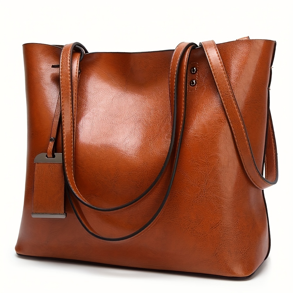 Women Bags For Work - Moda klasik Retro deri kadın Tote